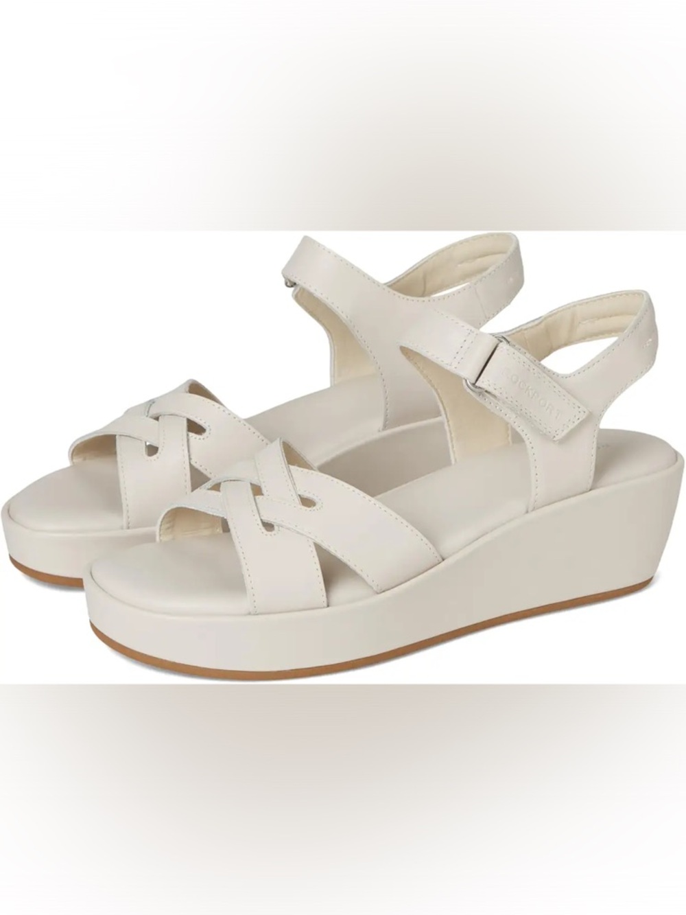Rockport ivory Platform Cross-Strap Sandal